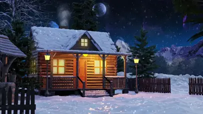 雪地极光小屋