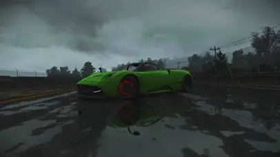 雨中的绿色超跑