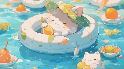 小猫咪的泳池派对