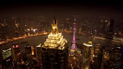 4k繁华上海夜景延时