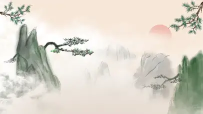 中国风云间飞鹤水墨风古风