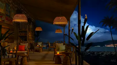 舒适的海滩咖啡馆氛围