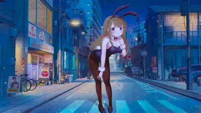 夜晚街道上的兔女郎
