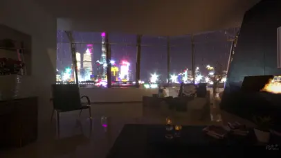 窗户雨滴 城市豪华公寓