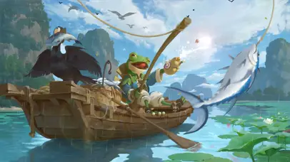 下雨天动物钓鱼