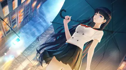 雨天打伞的少女