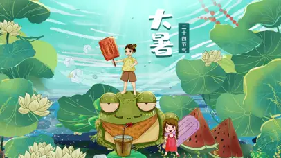 小清新手绘大暑卡通