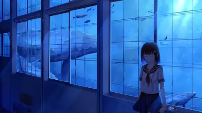 水下教室 鲸鱼游过