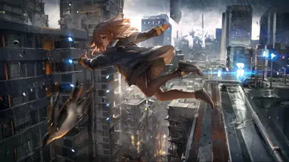 雨天城市少女 雨屏保