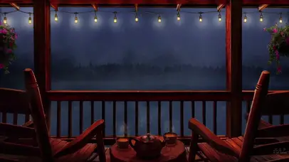 舒适小屋河雨夜