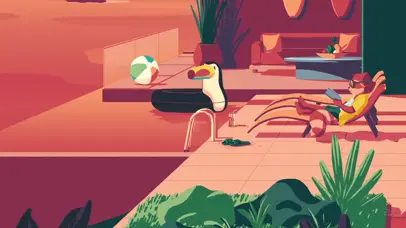 泳池休闲小浣熊