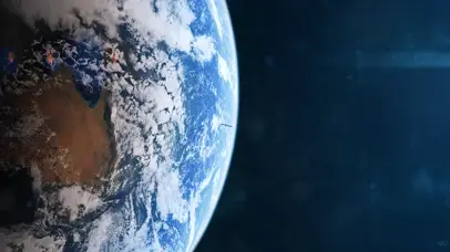 4K超清宇宙飞船飞离地球