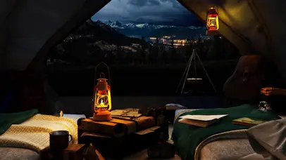 户外雨夜在帐篷入眠