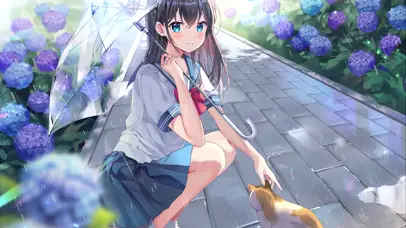雨中少女与猫