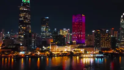 繁华都市夜景航拍