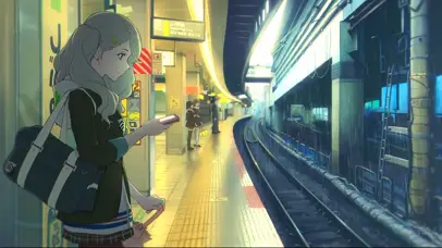 雨天等地铁的女孩