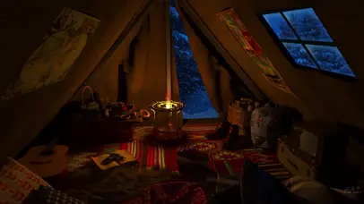 冬季帐篷露营雪天