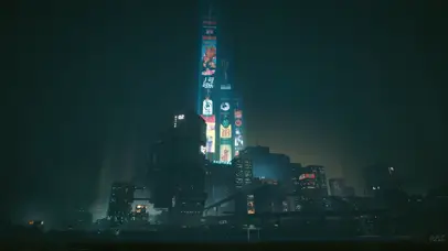 赛博朋克2077-城市海边
