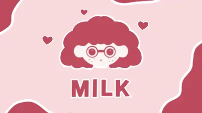 粉红牛奶爱心短发女孩可爱壁纸