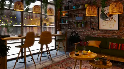 冬天舒适的咖啡厅