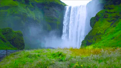 冰岛史诗斯科加瀑布