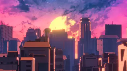 城市日落