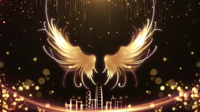 浪漫动态大气金色翅膀绚丽粒子