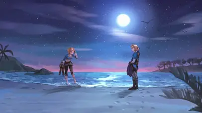 沙滩夜空下的情侣