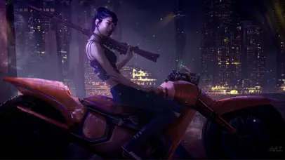 动漫炫酷长枪 女孩