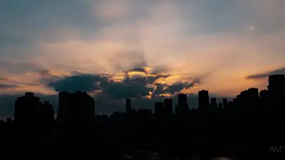 8K城市晚霞高楼