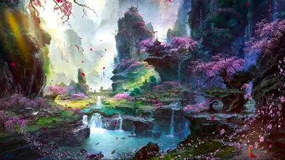 古风樱花流水城