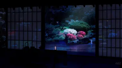 禅园放松宁静的雨声