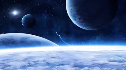 唯美蓝色星空星球