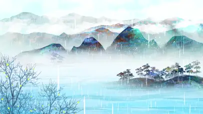 雨景中国风古风水墨风诗词