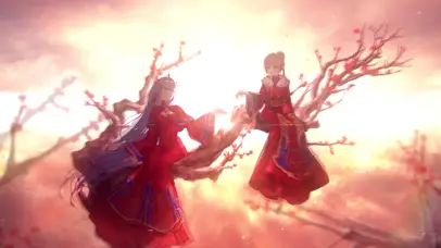 国风红色旗袍少女