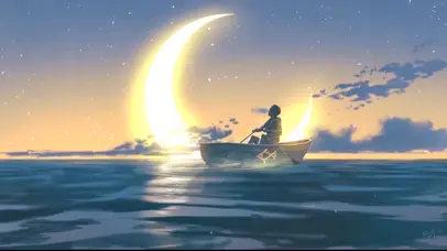 月光湖小船