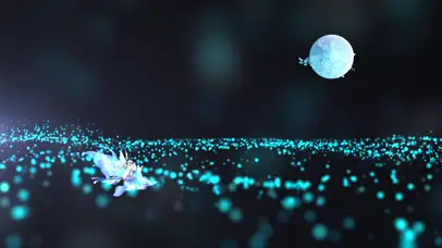 粒子海洋蓝鱼游动