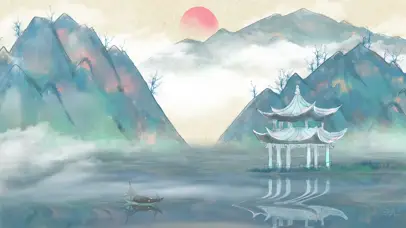 中国风悠然水墨山水