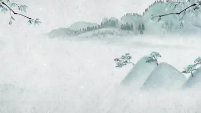 中国风古风水墨远山仙鹤国学