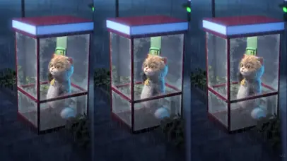 斑布猫-电话亭里的雨天