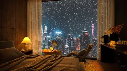 雪天温馨卧室