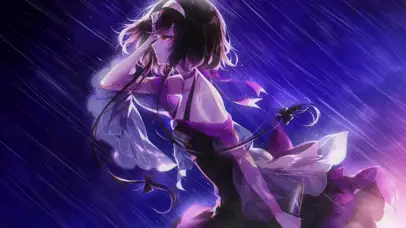 唯美雨中少女