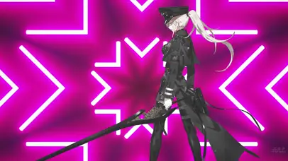 霓虹背景女剑士