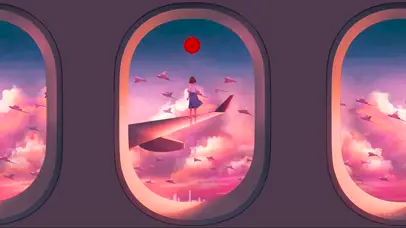 云端机翼上的少女