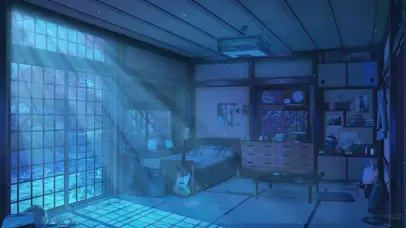 4K夜晚房间风景