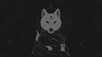 黑白狼插画