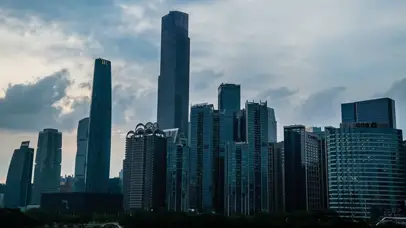 4k广州商务大楼日转夜