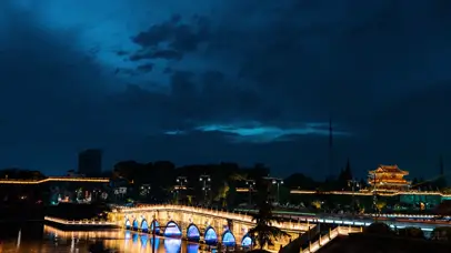 8K湖北荆州古城城市夜景车流