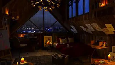 小木屋雨声和雷声