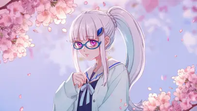 樱花树下眼镜少女